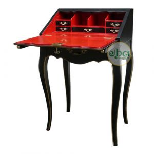 black red slim desk