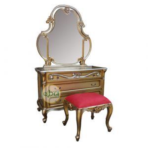 blind gold vanity with stool