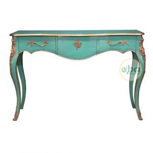 green gold console table
