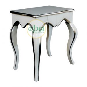 white silver side table