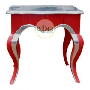red silver side table